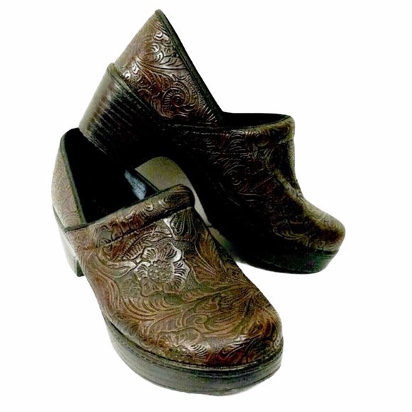 Lands' End Shoes - Lands’ End Brown Textured Slip-In Mule Clogs Sz 9